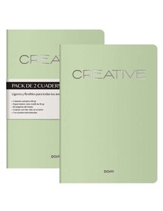 Cahier Dohe Creative A4 40 feuilles unies - Papier crème 90 g/m² - Couverture cartonnée 300 g/m² - Vert