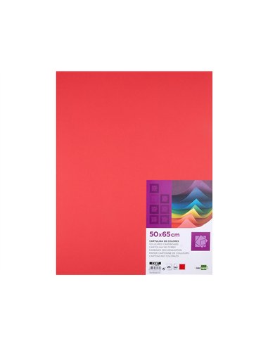 Papier cartonne liderpapel 50x65cm 240gr coloris rouge paquet 25 feuilles.