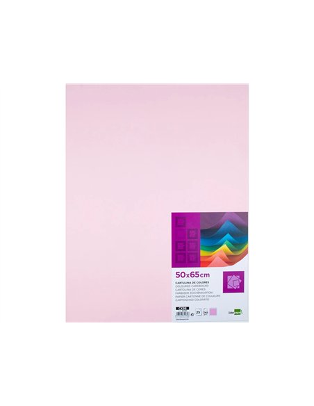 Papier cartonne liderpapel 50x65cm 240gr coloris rose paquet 25 feuilles.