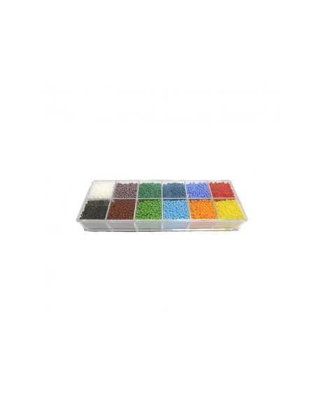Perle de rocaille innspiro 2mm coloris opaques assortis coffret de 12 coloris.