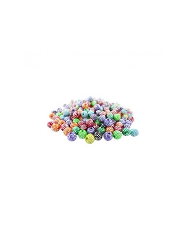 Perle plastique innspiro forme ronde 8mm points argentes coloris assortis bocal de 750 perles.