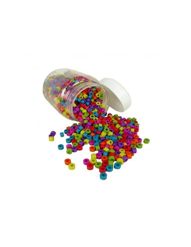 Perle plastique innspiro forme cylindrique 6x4mm coloris assortis bocal de 1400 perles.