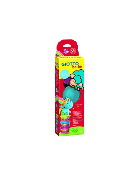 Pate a jouer be be giotto ingredients natruels pailletee glitter 100g 3 pots coloris assortis.
