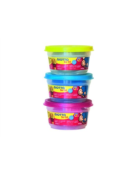Pate a jouer be be giotto ingredients natruels pailletee glitter 100g 3 pots coloris assortis.