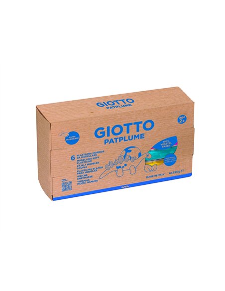 Lot patplume giotto matiere vegetale souple ne seche pas pain predecoupe 350g 6 unites coloris assortis.