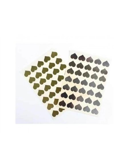 Gommette coeur cleopatre 25x25mm 210 gommettes coloris argent et or pochette de 4 planches.