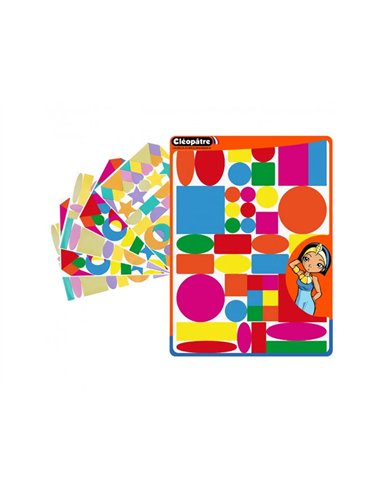 Gommette geometrique cleopatrebaby 12 a 55mm + de 11 formes 276 gommettes 12 coloris assortis vifs pastel pochette.