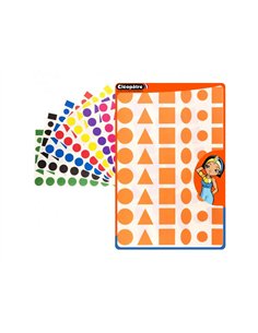 Gommette geometrique cleopatre repositionnable planche a4 5 formes 8 couleurs assorties 2304.