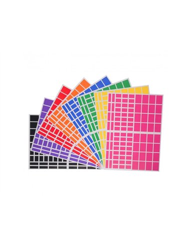 Gommette rectangulaire cleopatre multi tailles adhesif permanent 8 coloris assortis 2592 gommettes.