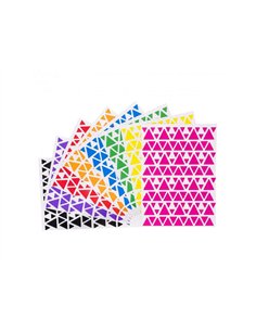 Gommette triangulaire cleopatre multi tailles adhesif permanent 8 coloris assortis 2160 gommettes.