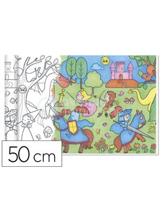 Rouleau coloriage graffy roll theme princesses et chevaliers 5m 90g dessin repete 10 fois.