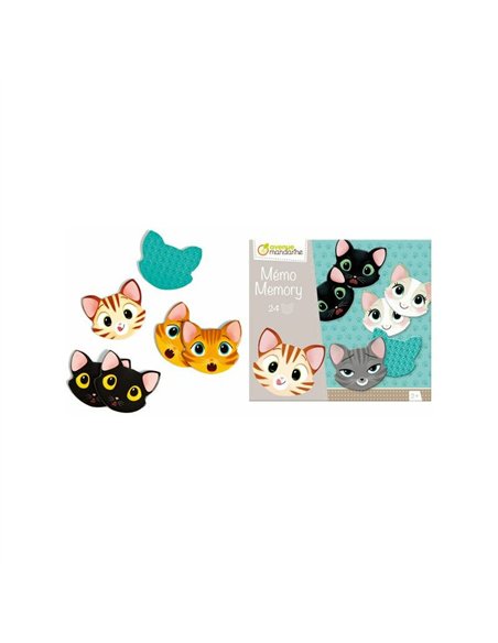 Coffret jeux de mémoire clairefontaine chats et expressions 24 pièces.