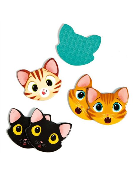 Coffret jeux de mémoire clairefontaine chats et expressions 24 pièces.