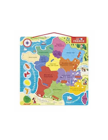 Puzzle interdacta carte de france magnetique 93 pcs 36x36cm.