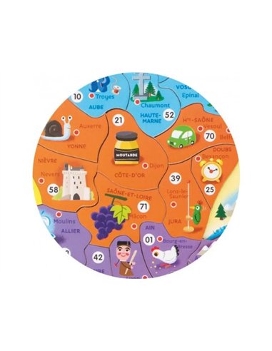 Puzzle interdacta carte de france magnetique 93 pcs 36x36cm.