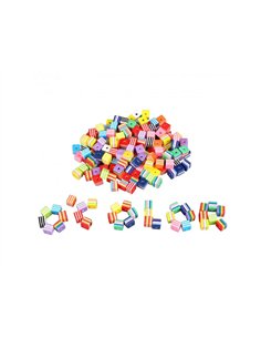 Perle plastique ocolor forme carree a rayures 1cm coloris assortis lot de 200 perles.