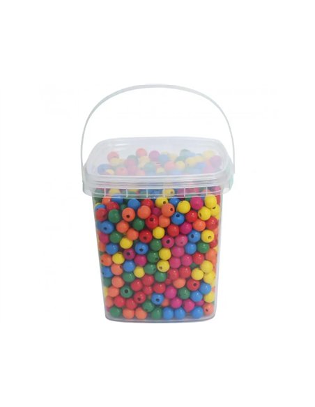 Perle bois ronde ocolor diametre 10mm coloris assortis lot de 1100 perles.