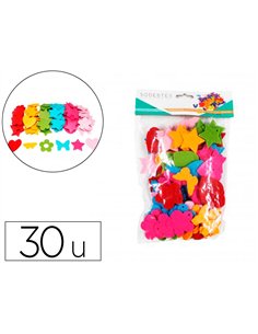 Feutrine sodertex pack fleurs papillons coeurs etoiles 3mm 4 packs 30 pcs.