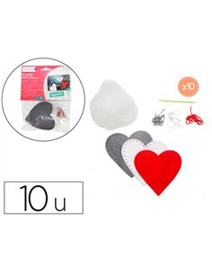 Kit feutrine sodertex 3 coeurs poppy heart a fabriquer 2mm diam. 80mm 10 sachets individuels 3 coloris.