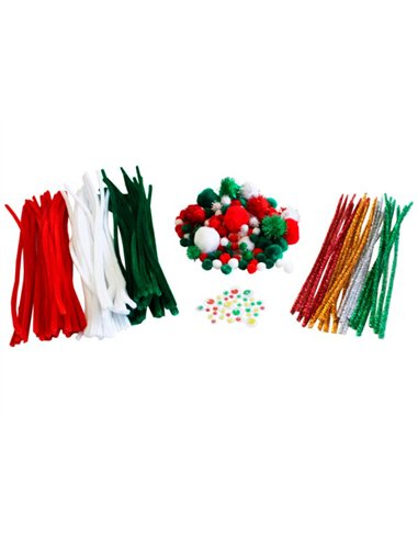 Pack no l sodertex 113 pompons + 38 pompons m tallis s + 35 yeux mobiles + 99 chenilles + 24 chenilles.