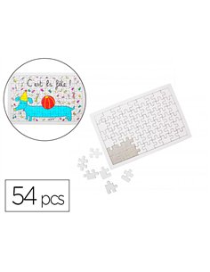 Puzzle carton sodertex 900gm2 a customiser avec trottoir 54 pcs 160x240mm coloris blanc lot de 10.