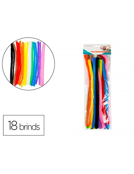 Pack chenilles sodertex 15mmx300mm 18 brins 10 coloris assortis.