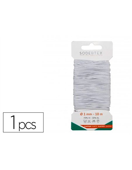 Carte de fil elastique sodertex pour masque 1mm x 10ml 1 pc coloris blanc.