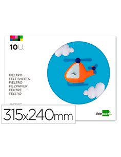 Feutrine liderpapel a4+ 240x315mm 180g épaisseur 1.5mm coloris assortis bloc 10 plaques.