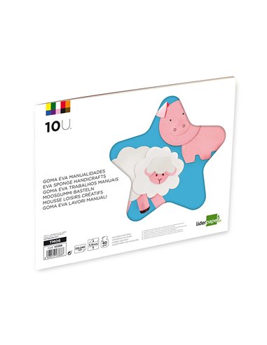 Feuille mousse liderpapel a4+ 240x315mm 60g/m2 épaisseur 1.5mm coloris assortis bloc 10 feuilles.