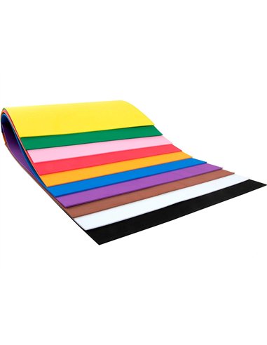Feuille mousse liderpapel a4+ 240x315mm 60g/m2 épaisseur 1.5mm coloris assortis bloc 10 feuilles.
