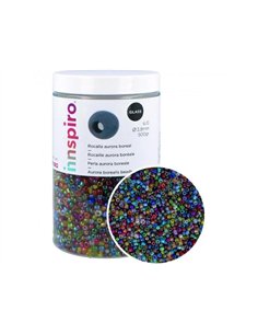 Perle de rocaille innspiro 3.8mm coloris aurore boreale assortis bocal de 500g.
