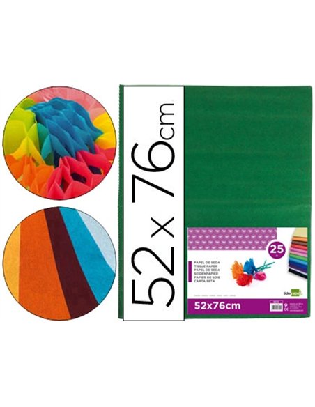 Papier de soie liderpapel 52x76cm 18g/m2 unicolore vert foncé sachet 25f.