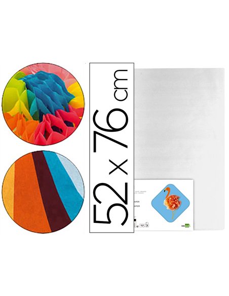 Papier de soie liderpapel 52x76cm 18g/m2 unicolore blanc sachet 25f.