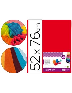 Papier de soie liderpapel 52x76cm 18g/m2 unicolore rouge sachet 25f.
