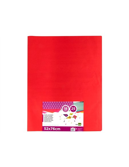 Papier de soie liderpapel 52x76cm 18g/m2 unicolore rouge sachet 25f.