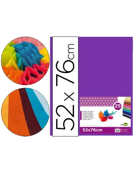 Papier de soie liderpapel 52x76cm 18g/m2 unicolore violet sachet 25f.