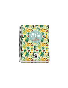 Cahier à spirale Dohe WWF Tropic A5, 100 feuilles, quadrillage 5 mm, couverture rigide, imprimé en couleur et plastifié brillant