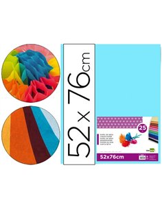 Papier de soie liderpapel 52x76cm 18g/m2 unicolore bleu ciel sachet 25f.