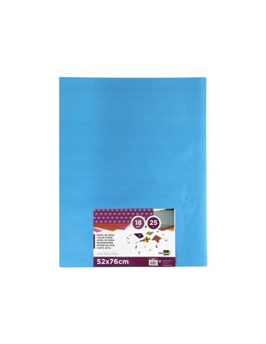 Papier de soie liderpapel 52x76cm 18g/m2 unicolore bleu ciel sachet 25f.