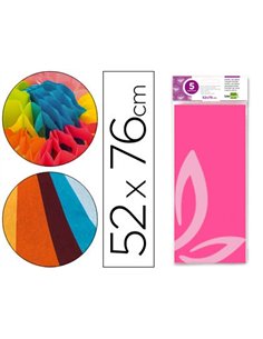 Papier de soie liderpapel 52x76cm 18g/m2 unicolore rose sachet 5f.