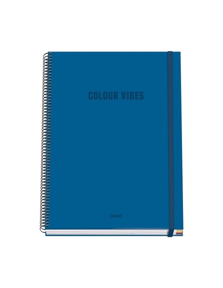 Cahier à spirale Dohe Colour Vives A4 100 feuilles microperforées quadrillées 5 mm - Couverture rigide en carton ligné - Fermetu