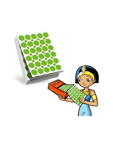 Recharge gommettes geometriques cleopatre 60f 1800 gommettes 18mm coloris vert + 1200 gommettes rondes.