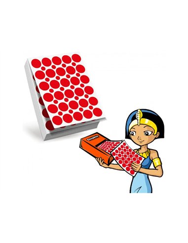 Recharge gommettes geometriques cleopatre 60f 1800 gommettes 18mm coloris rouge + 1200 gommettes rondes.