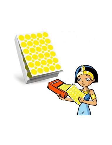 Recharge gommettes geometriques cleopatre 60f 1800 gommettes 18mm coloris jaune + 1200 gommettes rondes.