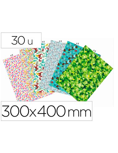 Feuille decopatch scolaire 300x400mm motifs decoration pochette 30 unites.