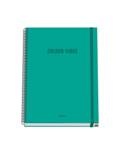 Cahier à spirale Dohe Colour Vives A4 100 feuilles microperforées quadrillage 5 mm - Couverture rigide cartonnée lignée - Fermet
