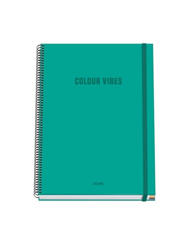 Cahier à spirale Dohe Colour Vives A4 100 feuilles microperforées quadrillage 5 mm - Couverture rigide cartonnée lignée - Fermet