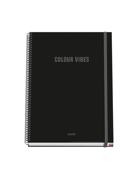 Cahier à spirale Dohe Colour Vives A4 100 feuilles microperforées quadrillées 5 mm - Couverture rigide en carton ligné - Fermetu