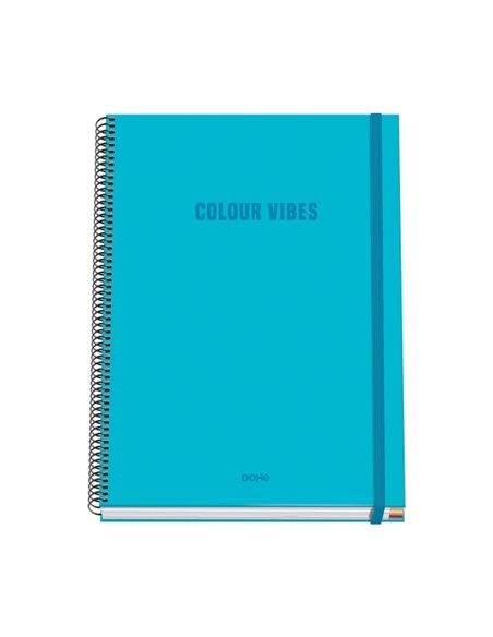 Cahier à spirale Dohe Colour Vives A4 100 feuilles microperforées quadrillées 5 mm - Couverture rigide cartonnée lignée - Fermet