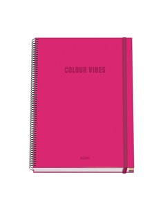 Cahier à spirale Dohe Colour Vives A4 100 feuilles microperforées quadrillées 5 mm - Couverture rigide en carton ligné - Fermetu